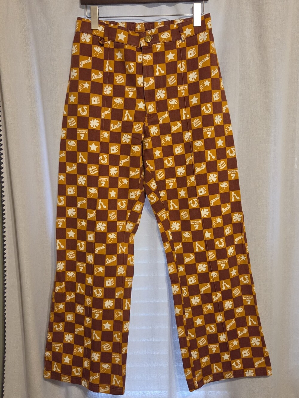 Big Bud Press Checkered Spicy Mustard Lucky Western Pants M
